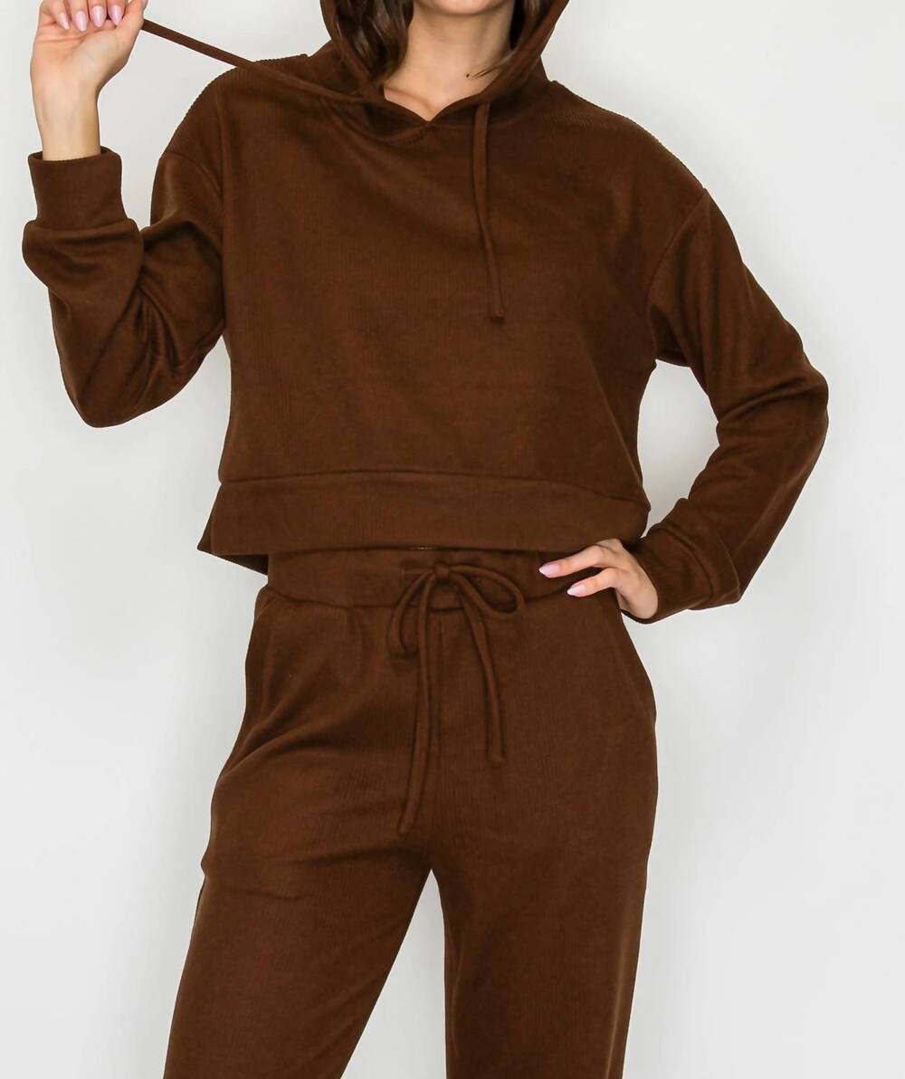 NEW KNIT RIOT haven knit hoodie in chocolate